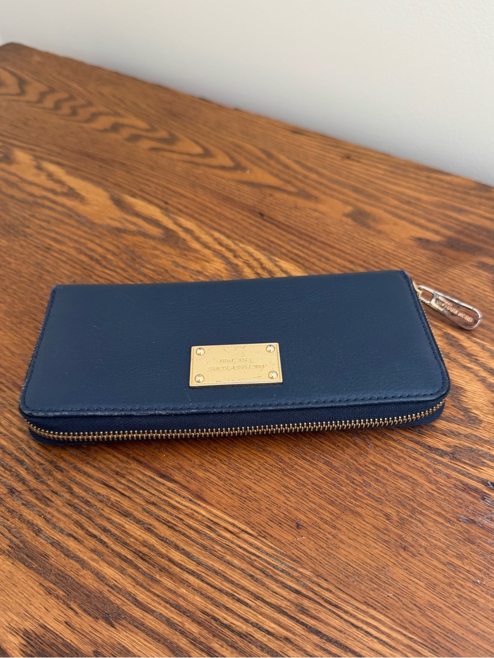 Michael Kors Navy Leather Zip Wallet